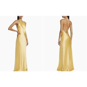 NWD Reformation Jeany Backless Silk Maxi Dress Sz L Sunshine Yellow #4A454